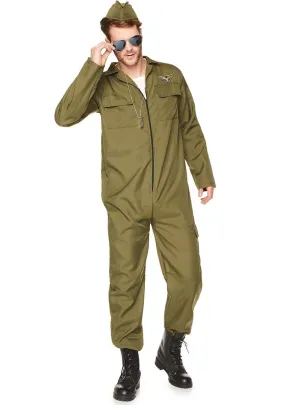 Fighter Pilot Mens Top Gun Flight Suit Costume
