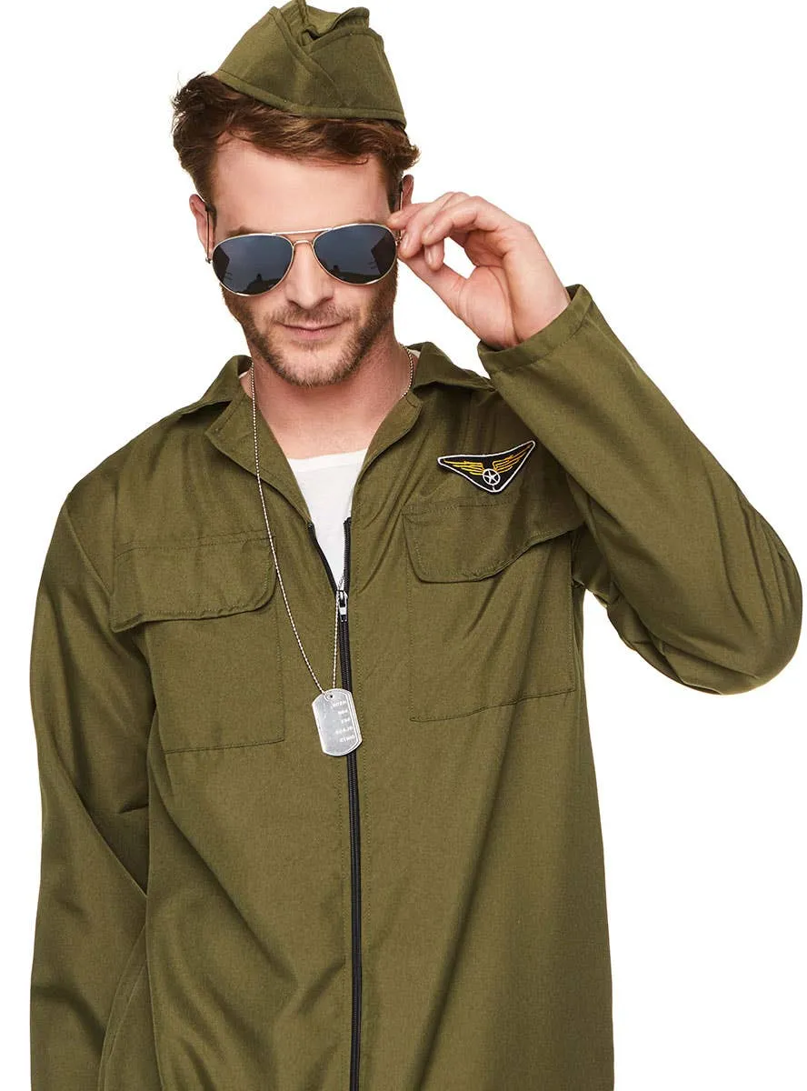 Fighter Pilot Mens Top Gun Flight Suit Costume