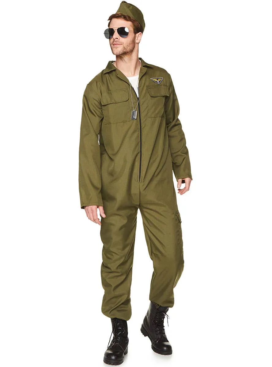 Fighter Pilot Mens Top Gun Flight Suit Costume