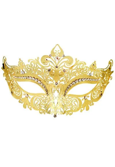 Filigree Gold Metal Womens Masquerade Mask