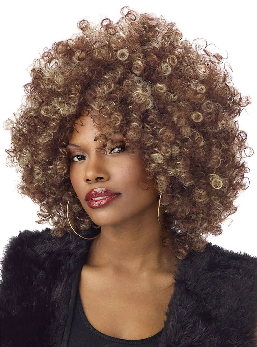 Fine Foxy Brown and Blonde Afro Wig