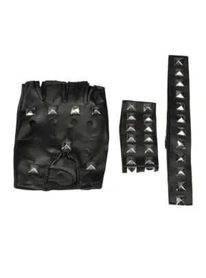 Fingerless Punk Studded Glove, Choker and Cuff Set