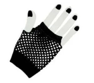 Fingerless Short Black 80s Fishnet Gloves