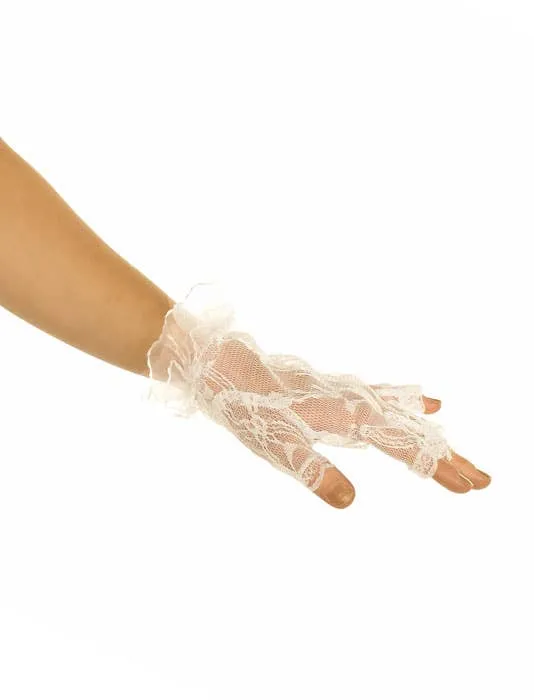 Fingerless White Lace Wrist Gloves