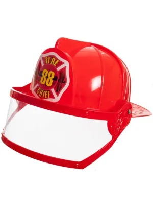 Fire Chief Kids Red Costume Helmet with Visor