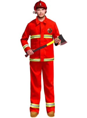 Fire Chief Mens Red Firefighter Uniform Costume