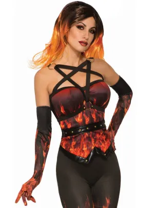 Fire Print Devil Halloween Long Costume Gloves
