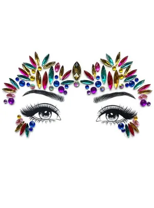 Fireworks Rainbow Stick On Face Jewels Costume Accessory