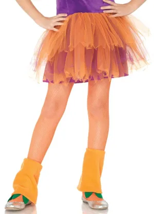 Fishnet Girls Neon Orange Costume Stockings