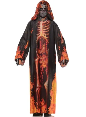 Flaming Underworld Demon Teen Boys Halloween Costume Robe
