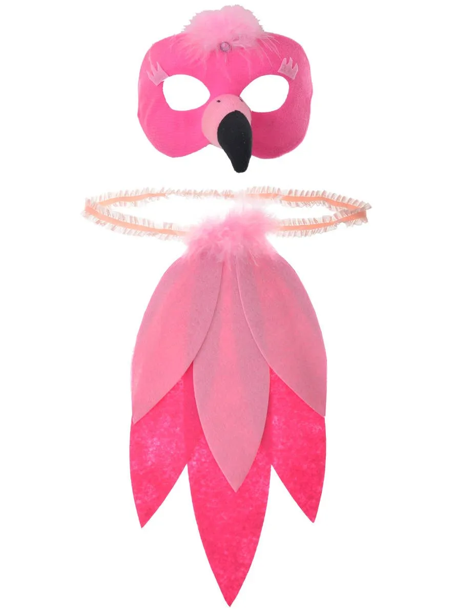 Flamingo Kids Mask and Tail Costume Accessory Set
