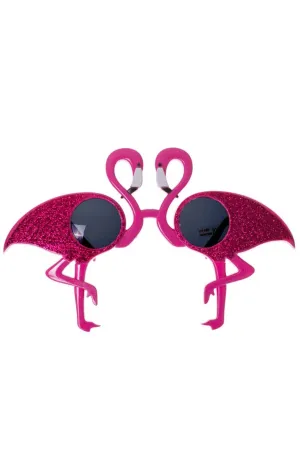 Flamingo Pink Glitter Novelty Costume Glasses