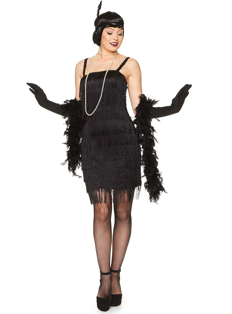 Flapper Girl Womens Black 1920s Costume