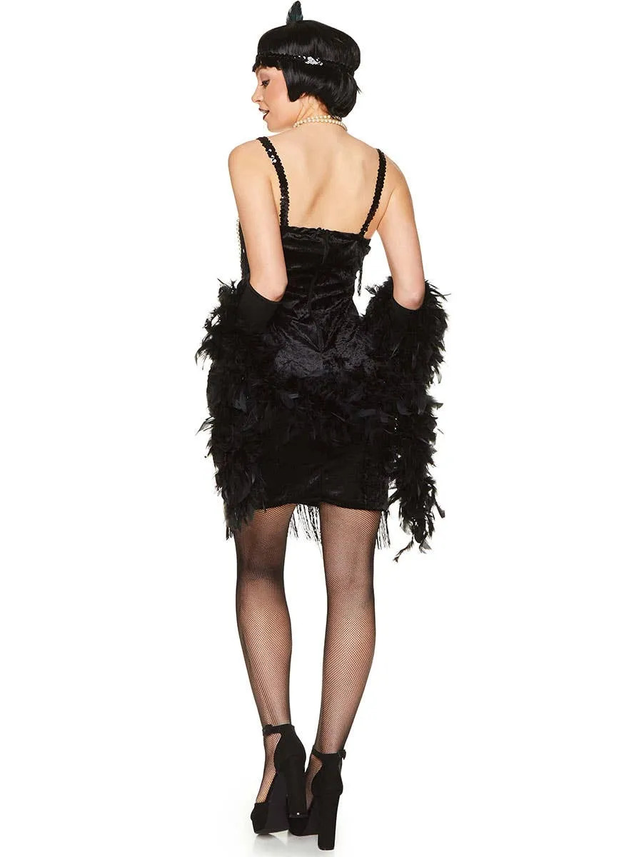 Flapper Girl Womens Black 1920s Costume