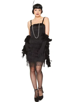 Flapper Girl Womens Black 1920s Costume