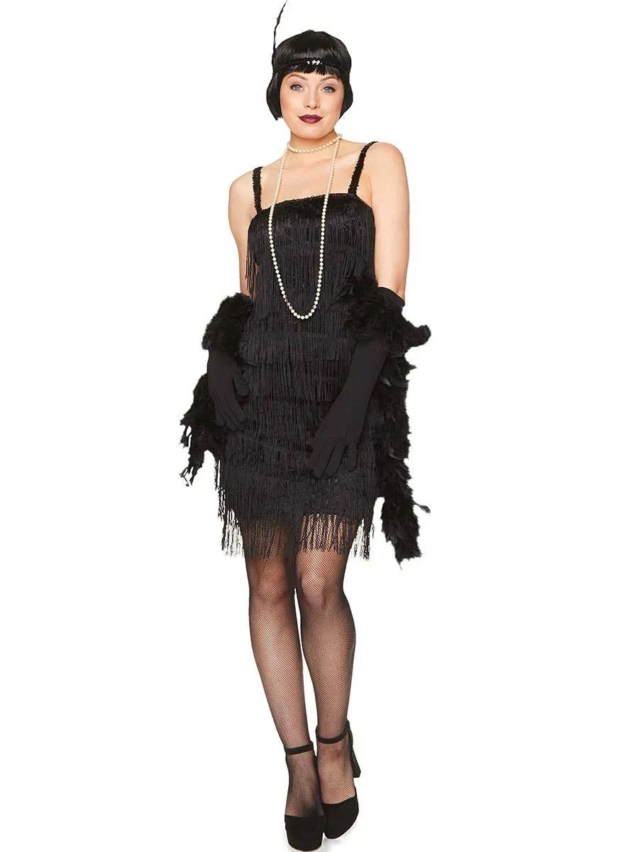 Flapper Girl Womens Black 1920s Costume