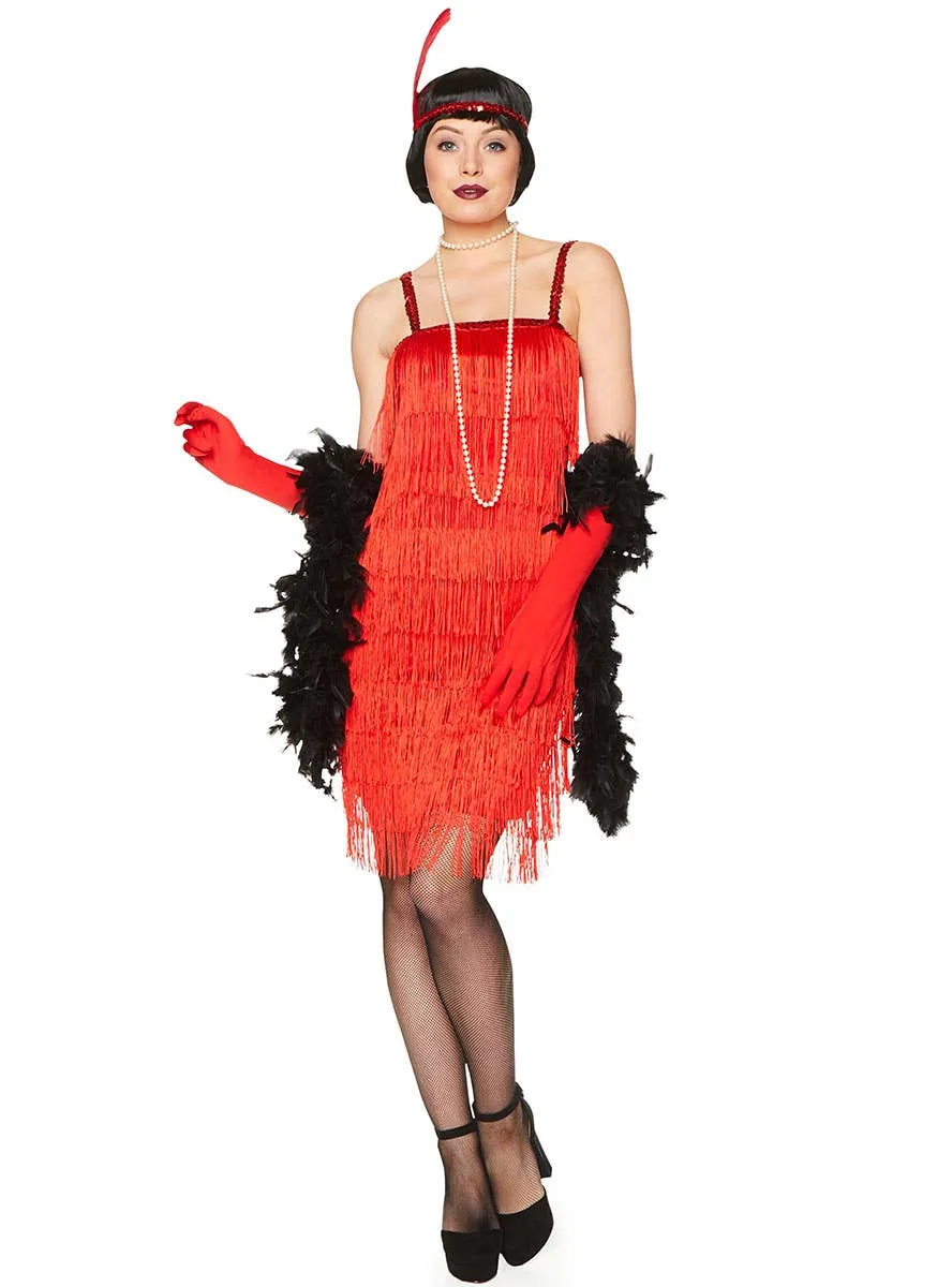 Flapper Girl Womens Red 1920s Costume