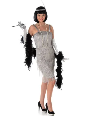 Flapper Girl Womens Silver 1920s Costume