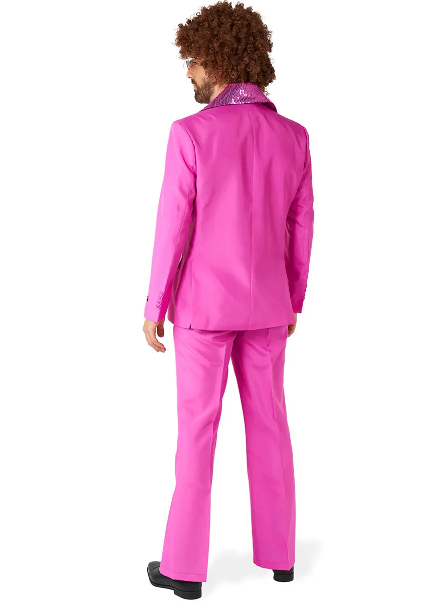 Flared 70s Mens Pink Disco Costume Suit