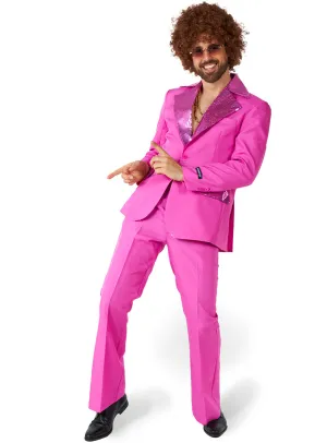 Flared 70s Mens Pink Disco Costume Suit