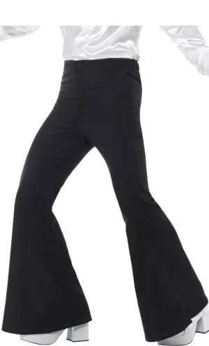 Flared Black Trousers Mens 1970s Costume Pants