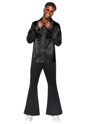 Flared Mens Black 70s Disco Costume Pants