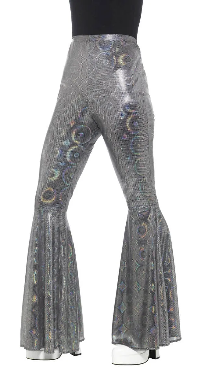 Flared Silver Holographic Womens 1970s Costume Pants