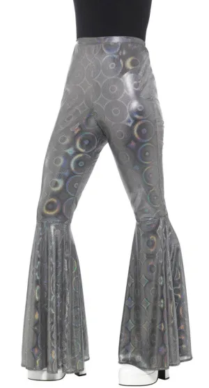 Flared Silver Holographic Womens 1970s Costume Pants