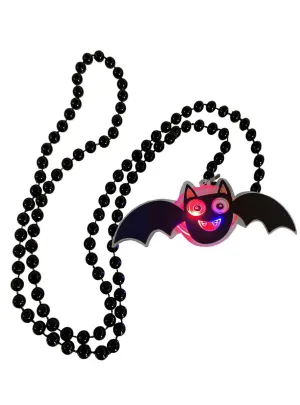 Flashing Friendly Black Bat Halloween Necklace
