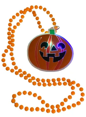 Flashing Friendly Orange Pumpkin Halloween Necklace