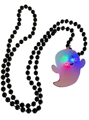 Flashing Friendly White Ghost Halloween Necklace