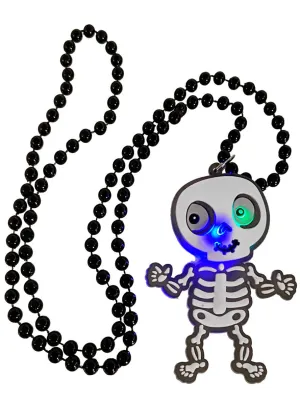 Flashing Friendly White Skeleton Halloween Necklace