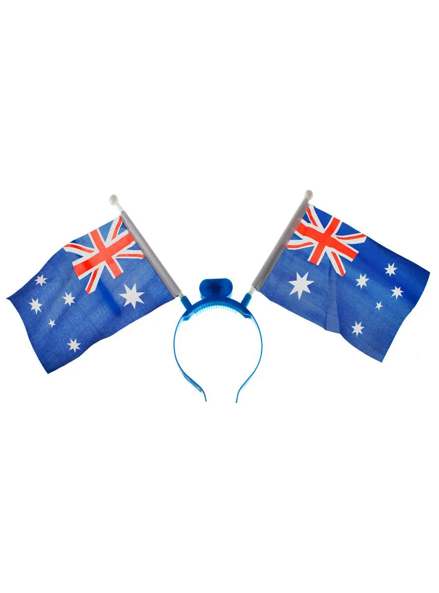 Flashing Light up Aussie Flags on Headband Australia Day Accessory
