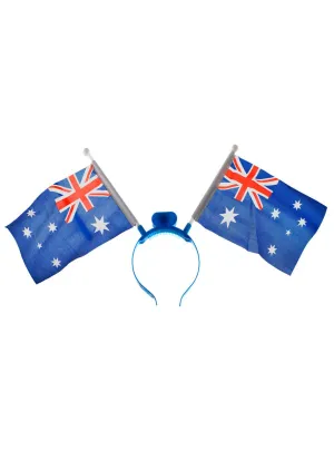 Flashing Light up Aussie Flags on Headband Australia Day Accessory