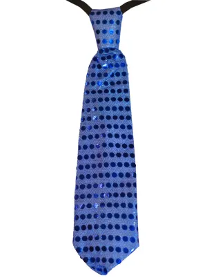 Flashing Light Up Blue Sequinned Costume Tie