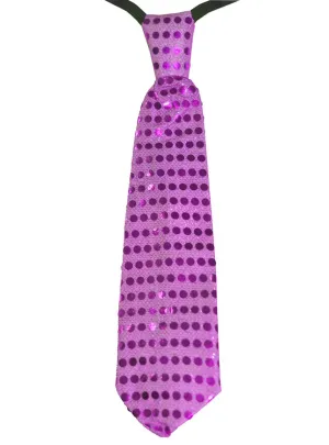 Flashing Light Up Pink and Purple Sequinned Costume Tie