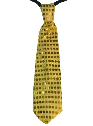 Flashing Light Up Yellow Sequinned Costume Tie