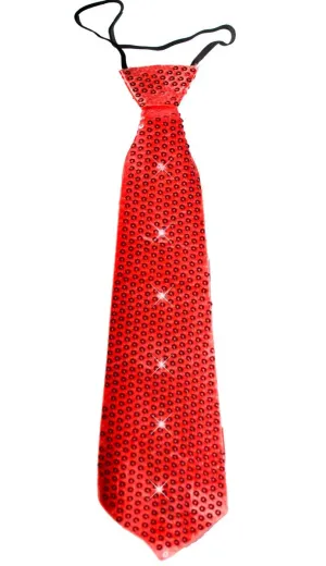 Flashing Sequinned Light Up Red Novelty Neck Tie