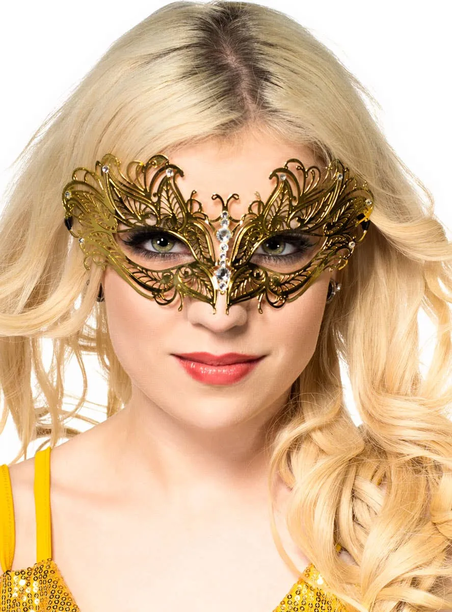 Flexible Gold Fossil Lightweight Metal Masquerade Mask