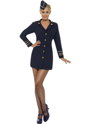 Flight Attendant Sexy Navy Blue Womens Uniform Costume
