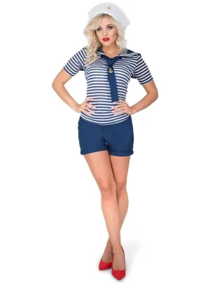 Flirty Blue and White Plus Size Womens Sexy Sailor Costume
