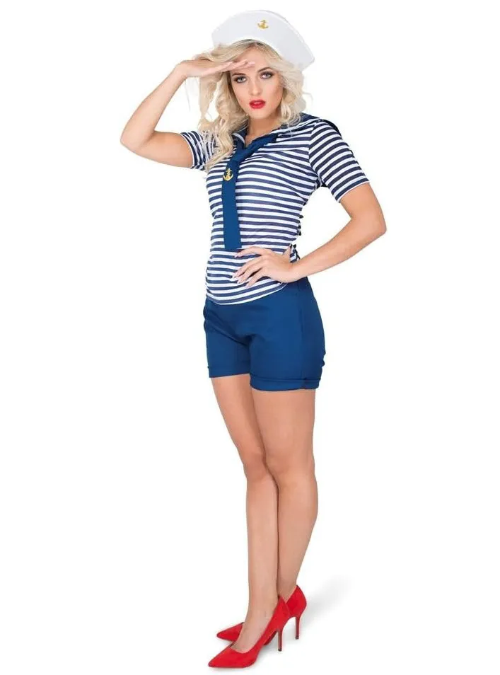Flirty Blue and White Womens Sexy Sailor Costume