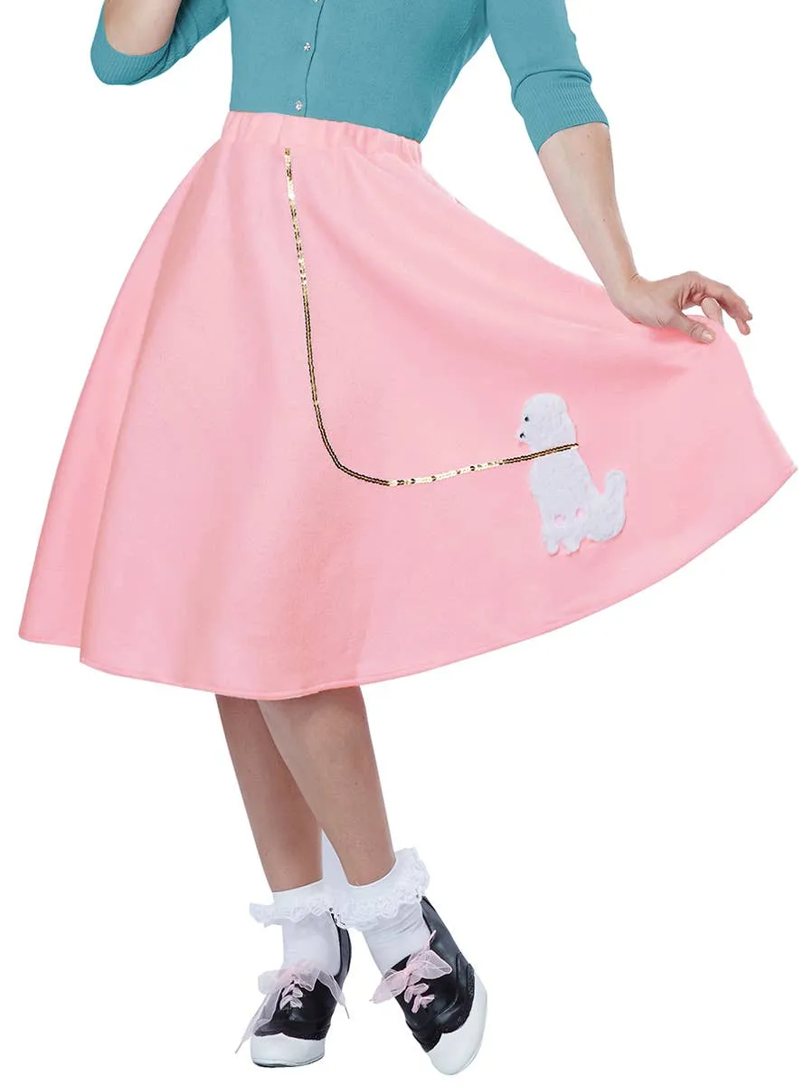 Flirty Fifties Womens Retro Pink Poodle Costume Skirt