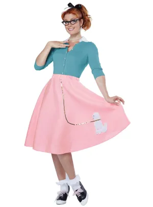 Flirty Fifties Womens Retro Pink Poodle Costume Skirt