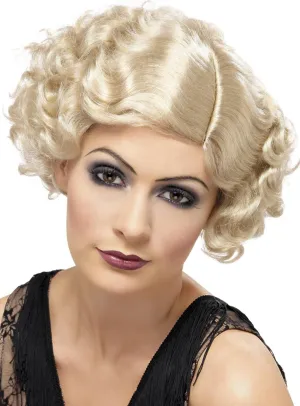 Flirty Flapper Womens Blonde Short Curly Costume Wig