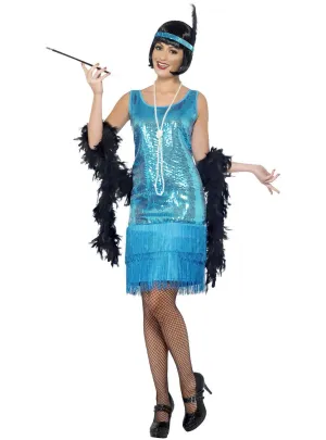 Flirty Flapper Womens Blue 1920s Costume