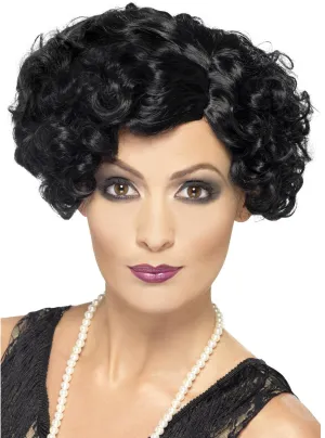 Flirty Flapper Womens Curly Black 20s Costume Wig