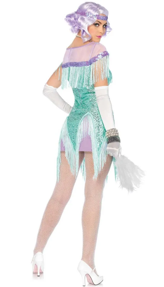 Flirty Foxtrot Womens Aqua Sequin Flapper Costume