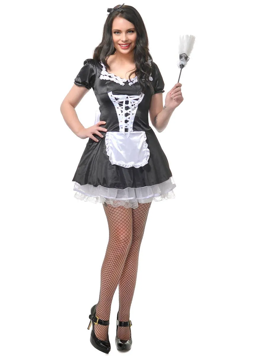 Flirty French Maid Womens Sexy Fancy Dress Costume