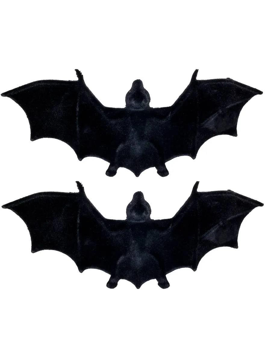 Flocked Black 2 Pack Bats Halloween Decoration